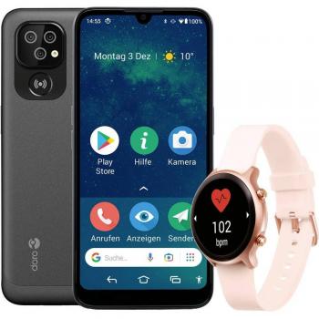 Doro 8100 Smartphone para Personas Mayores 2GB/32GB Gris + Doro Watch Smartwatch Rosa