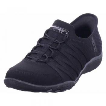 Skechers Women's Slip-On Breathe Easy Roll-With-Me Black Sneakers