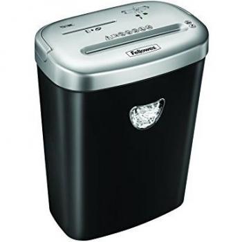 Fellowes 53C - Destructora trituradora de papel, corte en partículas, destruye hasta 10 hojas, uso personal, tritura CD´s y tarjetas de crédito, color negro y plateado