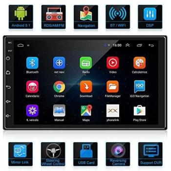 ANKEWAY 2022 Nuevo 7 Pulgadas [2G+32G] Android 10.1 Radio de Coche 2 DIN con HiFi+WiFi+Bluetooth+RDS/FM+GPS+Doble USB, 1080P HD Pantalla Táctil Sistema Multimedia con Cámara de Respaldo y Micrófono