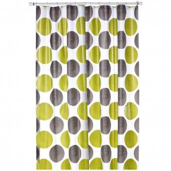 Cortina de ducha LAMARA Verde, Gris 180 cm de ancho x 200 cm largo con anillas de PEVA