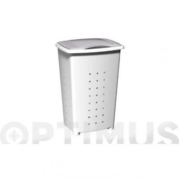 Cesto Tatay Millenium para Ropa Sucia con Tapa, 60 Litros de Capacidad, Polipropileno, Color Blanco, Dimensiones 43 x 35.5 x 64 cm