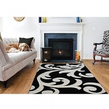 Tapete clásico de alta calidad, estampado de enredadera, color negro y gris - 180 cm x 270 cm