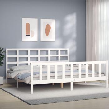 Cama con cabecero blanco 180x200 cm en madera maciza
