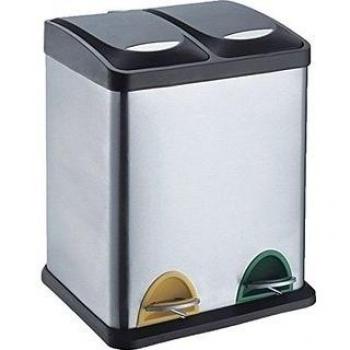 IRIS 944338 Cubo de Reciclaje 2 Compartimentos, Blanco, 48.5x35x41 cm