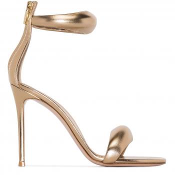 Gianvito Rossi Women's Bijoux Leather Heel Sandals in Golden | Size 35 | G6163515RICNPSMEKO