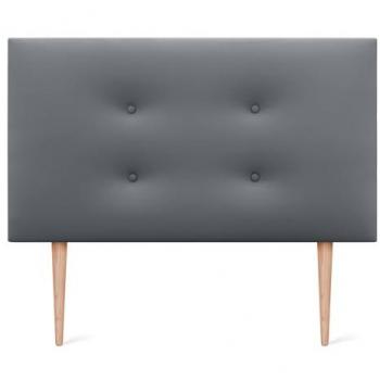 Cabecero Tapizado de Polipiel Aqualine Pro con 2 Hileras de Botones y Patas - 105x105cm - Gris