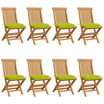 Bright Green Cushioned Solid Teak Garden Chair Set - 8 Pieces