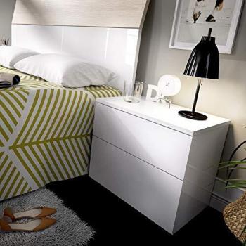 HOMEKIT Cajonera 2 cajones, mesita de nodhe, Blanco, 52x42x34 cm