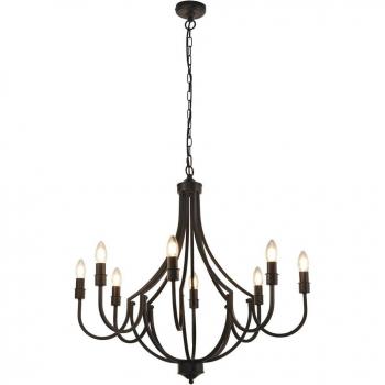 Lámpara de araña Lodge, 8 luces, metal negro