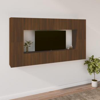 Set de Muebles para TV 8 Pzas Madera Contrachapada Roble Marrón