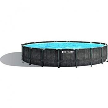 Intex Greywood Prism Frame Premium Pool Set Piscina montable, Color Gris Oscuro, Ø 549 x 122 cm