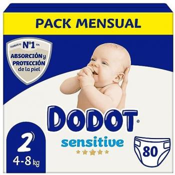 Dodot Sensitive Pañales Bebé Talla 2 (4-8 kg) 80 Unidades, Protección de la Piel