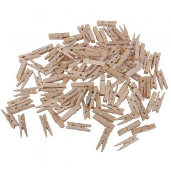 100 Pcs Pinzas de Madera Decorativos Naturales Mini Clips 25 * 3mm para Ropa Foto Papel