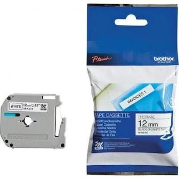 Brother MK-231 No Laminated Labelling Tape - 12mm x 8m, Black on White