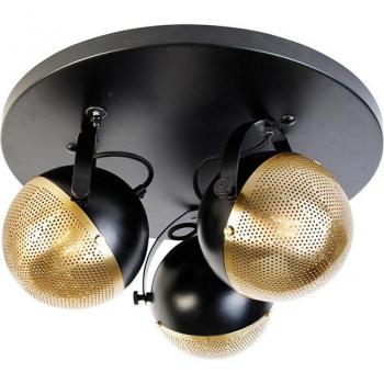 Foco industrial negro latón 3 luces - Haicha