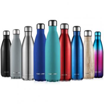 CMXING Botella De Agua 500ML/750ML de Doble Pared con Aislamiento de Botella de Agua de Acero Inoxidable para Mantener Sus Bebidas Caliente y Fría, Deportiva Botella Acero Inoxidable Térmica
