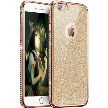 Funda iPhone 7 Plus,Carcasas para iPhone 7 Plus,EMAXELERS Funda Piel para iPhone 7 Plus,iPhone 7 Plus Suave Flexible Lujo Caso,Funda Cuero para iPhone 7 Plus 3D Caso Funda Cute patrón Bling Glitter Sparkle Electroplate Plating Frame Parachoques Silicona 