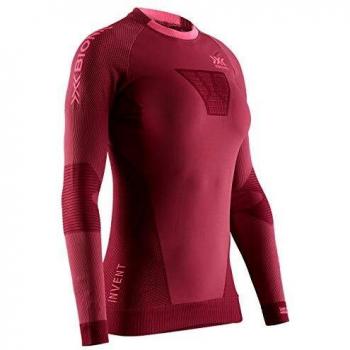 X-Bionic Invent 4.0 Run Shirt Long Sleeves Women Correr Jogging Marathon Camiseta Mujer T Top, namib Red/Neon Flamingo, XL