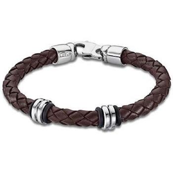 Pulsera Lotus Style Urban Man LS2093-2/2 de Acero con Piel Marrón Trenzada y Cierre de Mosquetón para Hombre