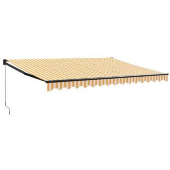 Toldo Retráctil de Aluminio y Tela Amarillo y Blanco 4x3 m