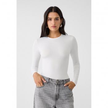 Stradivarius Ecru Basic Polyamide Bodysuit M