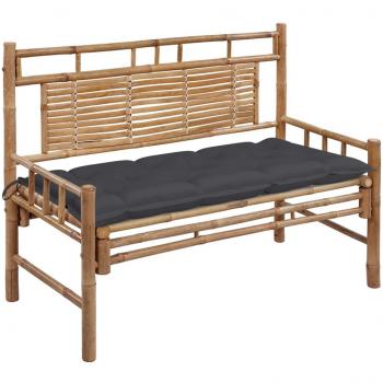 Banco de jardín con cojín de bambú 120 cm