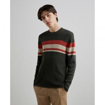 Easy Wear Jersey Cuello Redondo Estampado Rayas de Hombre