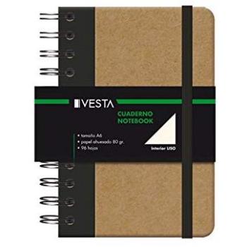 Cuaderno A6 Liso Vesta Nature Espiral con Goma 96 Hojas 80 g/m²