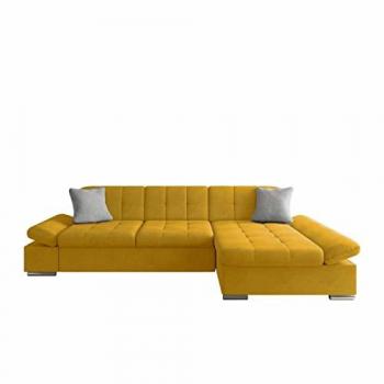 Sofá rinconero Comfivo 219, dimensiones 278 x 76 x 151 cm, tapizado en Uttario Velvet 2959 + Uttario Velvet 2973, con reposabrazos regulables y disponible en
