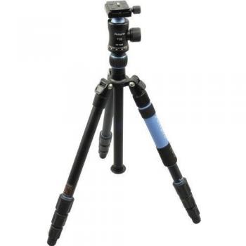 Rollei C5i II+T-3S - Trípode compacto con cabeza esférica, funcíon monopie, capacidad máxima 10 kg, con 3 picos integrados, ARCA SWISS compatible, color azul