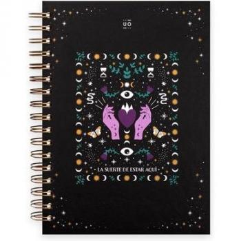 Libreta espiral tapa dura La suerte de estar aquí tamaño A5, 200 páginas, dimensiones 150x220 mm, multicolor, en español
