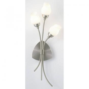 Lámpara de pared Rimini 3 luces cromo satinado con vidrio opalino y casquillos G9