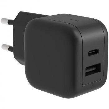 Cargador Rápido Universal GaN 30W con 2 Salidas USB-A y USB-C, Ideal para Smartphones y Tabletas iOS/Android