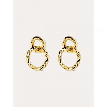 Pendientes de Aro Sister Twine en Oro de 18 Kt. con Cierre a Presión
