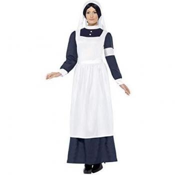 Smiffy'S 43430L Traje De Gran Enfermera De Guerra Con Vestido Y Diadema, Blanco, L - Eu Tamaño 44-46