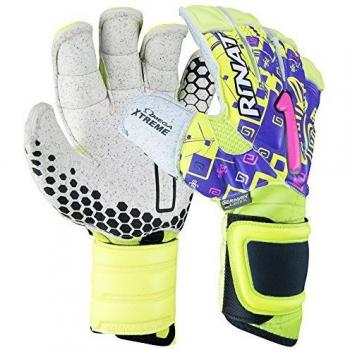 Rinat Asimetrik Etnik OX Pro Guante de Portero, Unisex Adulto, Amarillo neón/Morado, 8