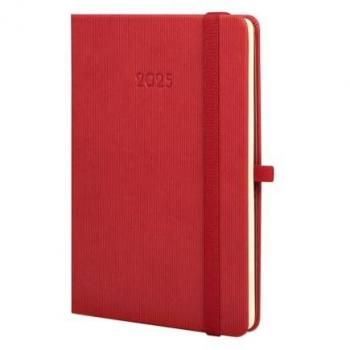 Agenda Finocam Mínimal Textura 2025, encuadernada, tamaño 11,8 x 16,8 cm, semana vista horizontal, color rojo, multilingüe (español incluido), abarca de enero