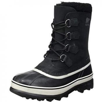 Sorel Men's Caribou WP Boots - Waterproof Nubuck Leather, Cold-Weather, Black/Dark Stone, Size 9.5