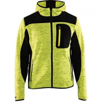 Chaqueta de punto con capucha Blaklader alta visibilidad, color amarillo fluor y negro, talla XL