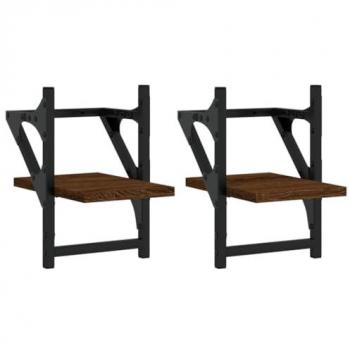 Estantes de pared con barras 2 unidades 20x25x30 cm Negro, Roble Sonoma, Roble ahumado Mueble Almacenaje Estantería para Oficina, Estudio, Dormitorio Estantería/Librería/