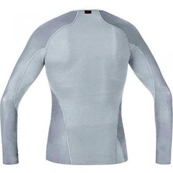 Gore Running Wear Essential Base Layer Windstopper - Camiseta de manga larga para hombre, color gris / blanco, talla M