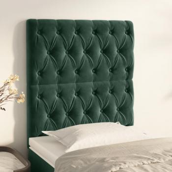 Cabeceros de terciopelo verde oscuro 80x7x78/88 cm - Set de 2 unidades