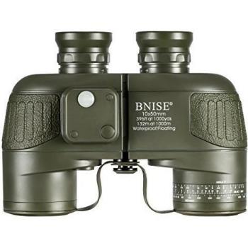 BNISE Prismáticos de Brújula de Navegación de uso Militar, Medir Distancia con Brújula, Campo amplio de visión con Lente de Objetivo Grande 10*50 BAK4, Equipado con Correa de Doble Hombro