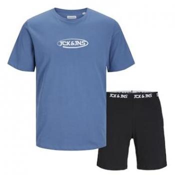 Chándal Jack & Jones Oliver Azul, incluye camiseta Jacoliver SS en color Coronet Blue y pantalones cortos en color Pack:Black, talla XXL para Hombre