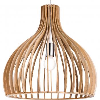 Lámpara colgante Cadiz de madera natural con 1 bombilla, diámetro de 45cm, tipo de casquillo E27