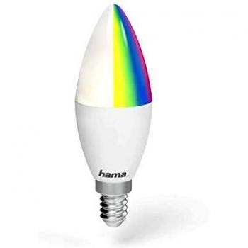 Hama 00176549 Bombilla Wifi Led E14 compatible con Alexa/Google Assistant/App/Sin bridge, 4.5 W, RGB