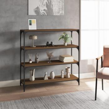Estantería contrachapada y acero 100x33x100 cm Negro, Roble Sonoma, Roble ahumado Mueble Almacenaje Estantería para Oficina, Estudio, Dormitorio Estantería/Librería/