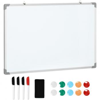 Pizarra Blanca Magnética HOMCOM 90x60 cm con Accesorios