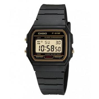 Casio F-91WG-9S Alarm Chronograph Digital Men's Watch with Gold Accents